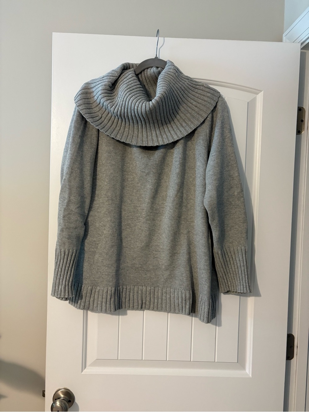 Nautica Gray 100% Cotton Oversized Cowl Neck Sweater XXL Preppy Casual Warm EUC